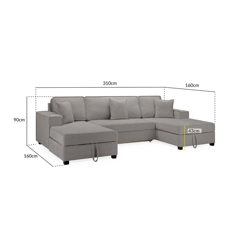 Milan Sofabed Grey Universal Corner (7024252977216)