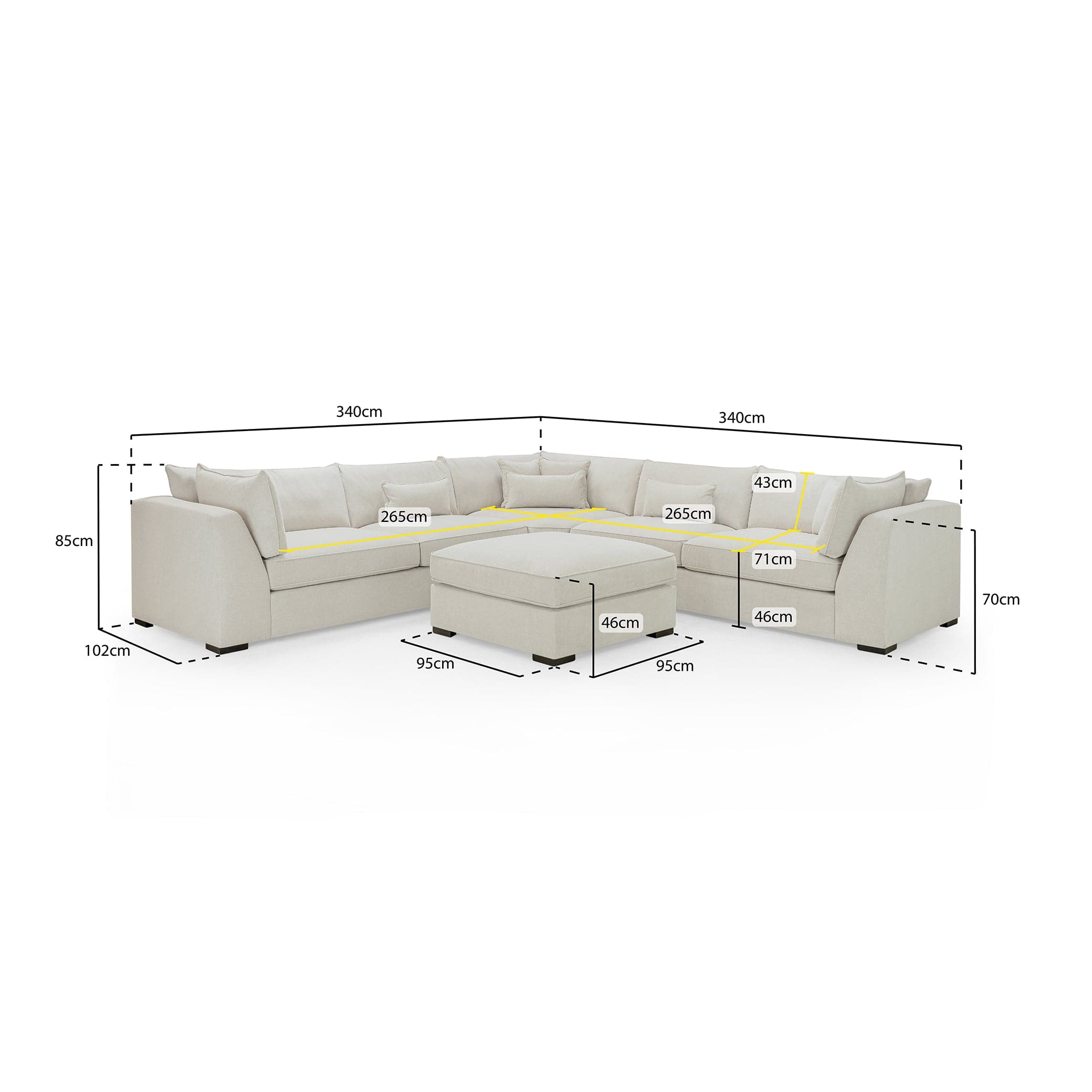 Monaco Sofa Stone Large Corner (7024889495616)