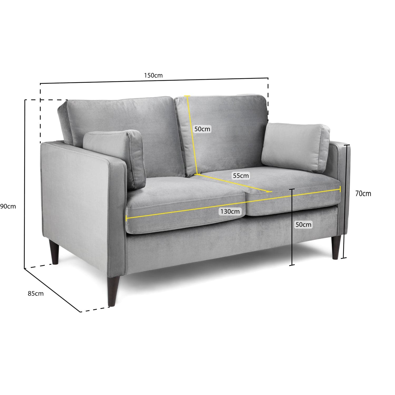 Munich Sofa Plush Grey 2 Seater (7024901390400)