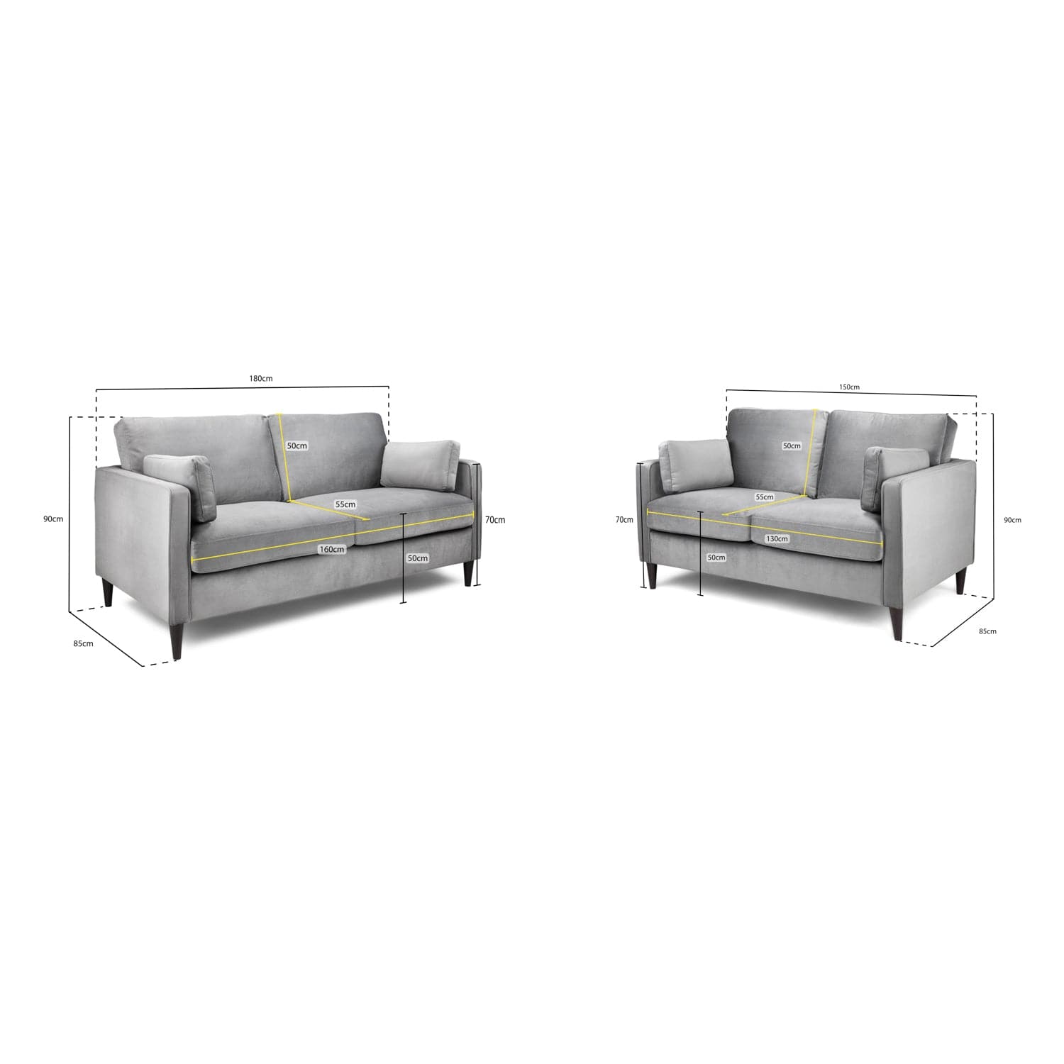 Munich Sofa Plush Grey 3+2 Set (7024897720384)