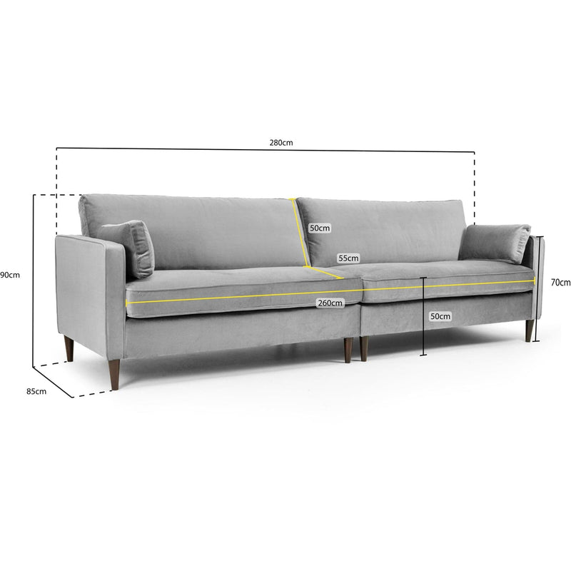 Munich Sofa Plush Grey 4 Seater (7024896016448)