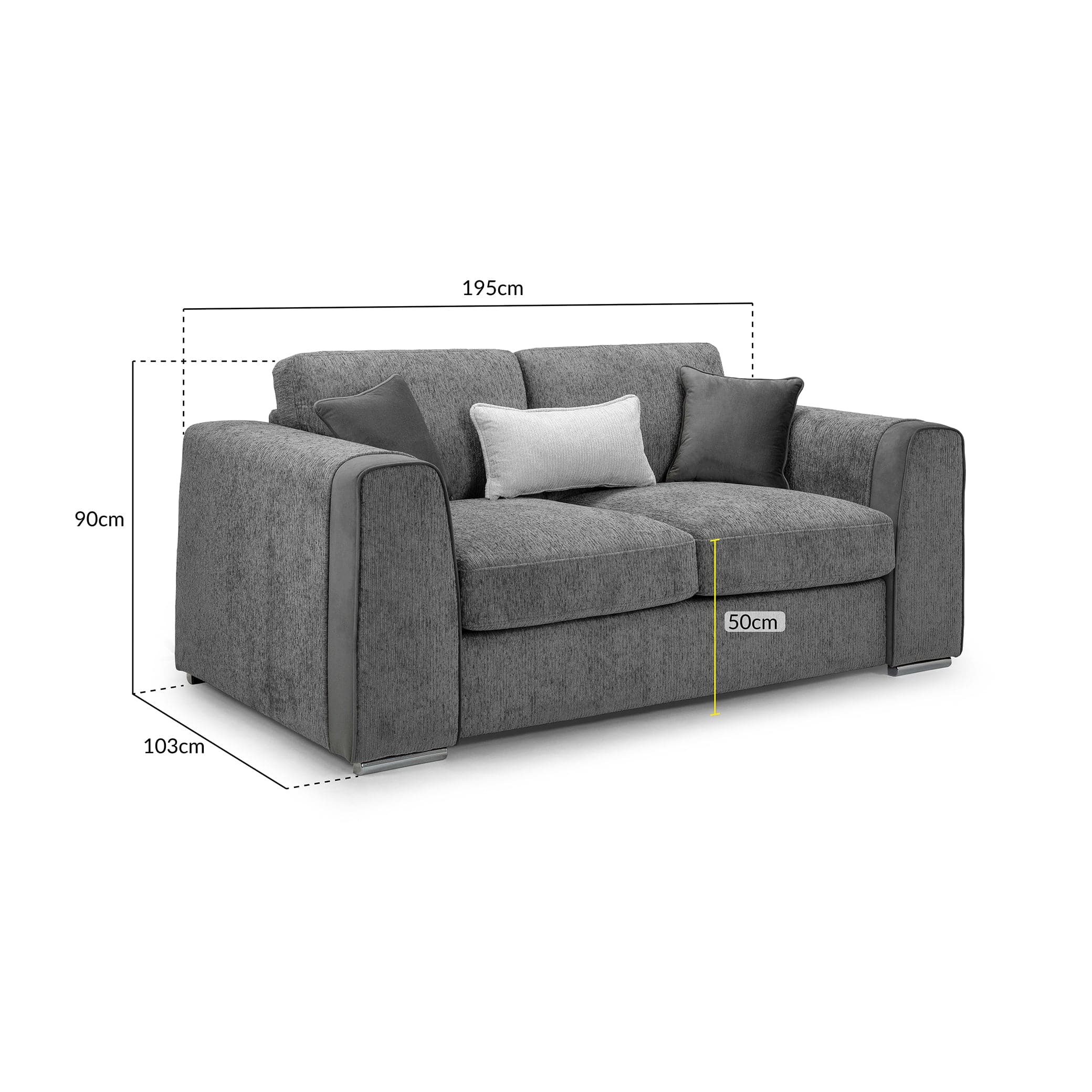 Naples Sofa Grey 2 Seater (7025209671744)