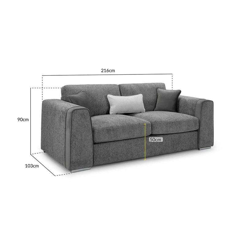 Naples Sofa Grey 3 Seater (7025209081920)