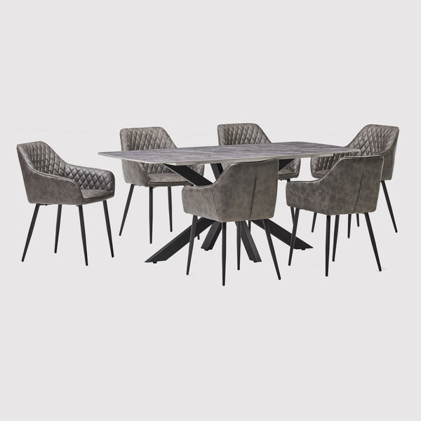 Boston Dining Table with Brooklyn Dining Chairs (6960315760704)
