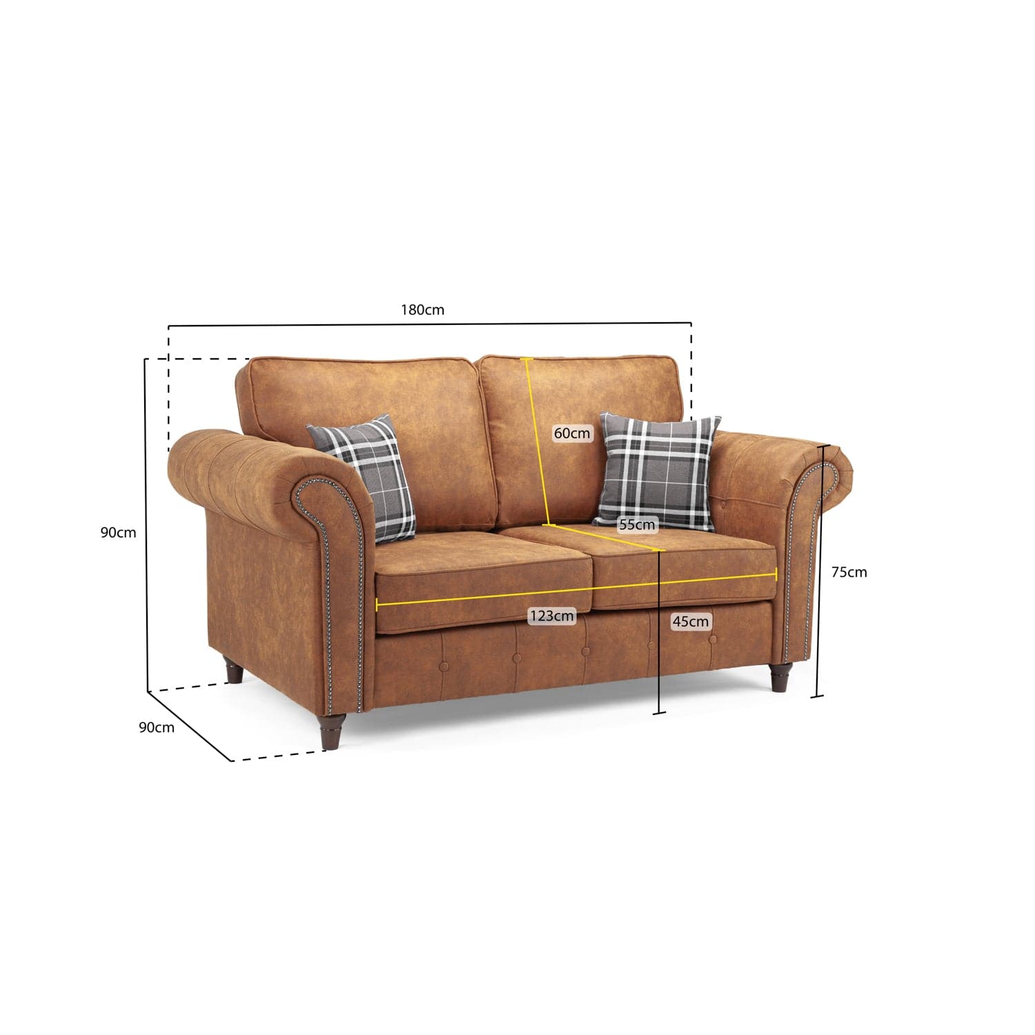 Oakland Sofa Tan 2 Seater (7025813684288)