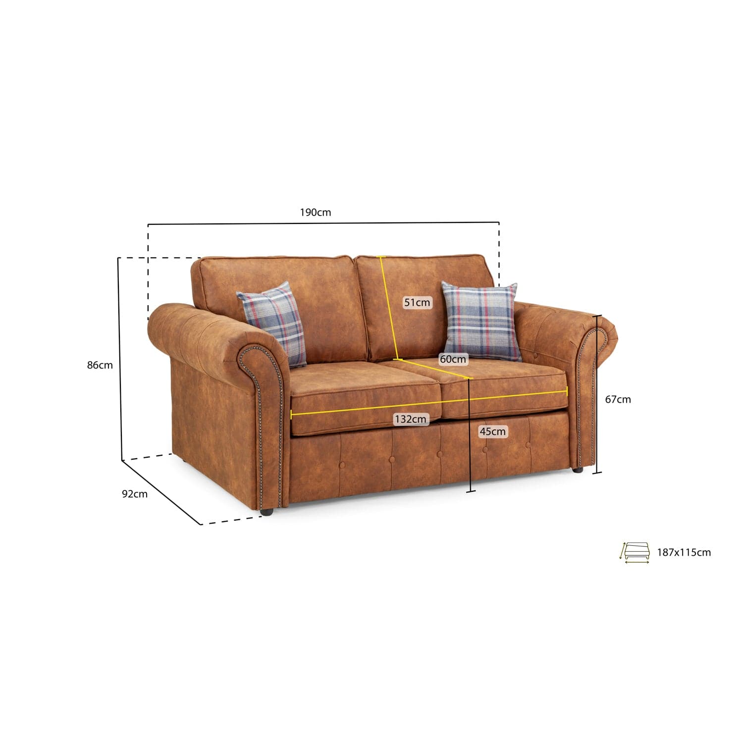 Oakland Sofabed Tan 2 Seater (7025816207424)