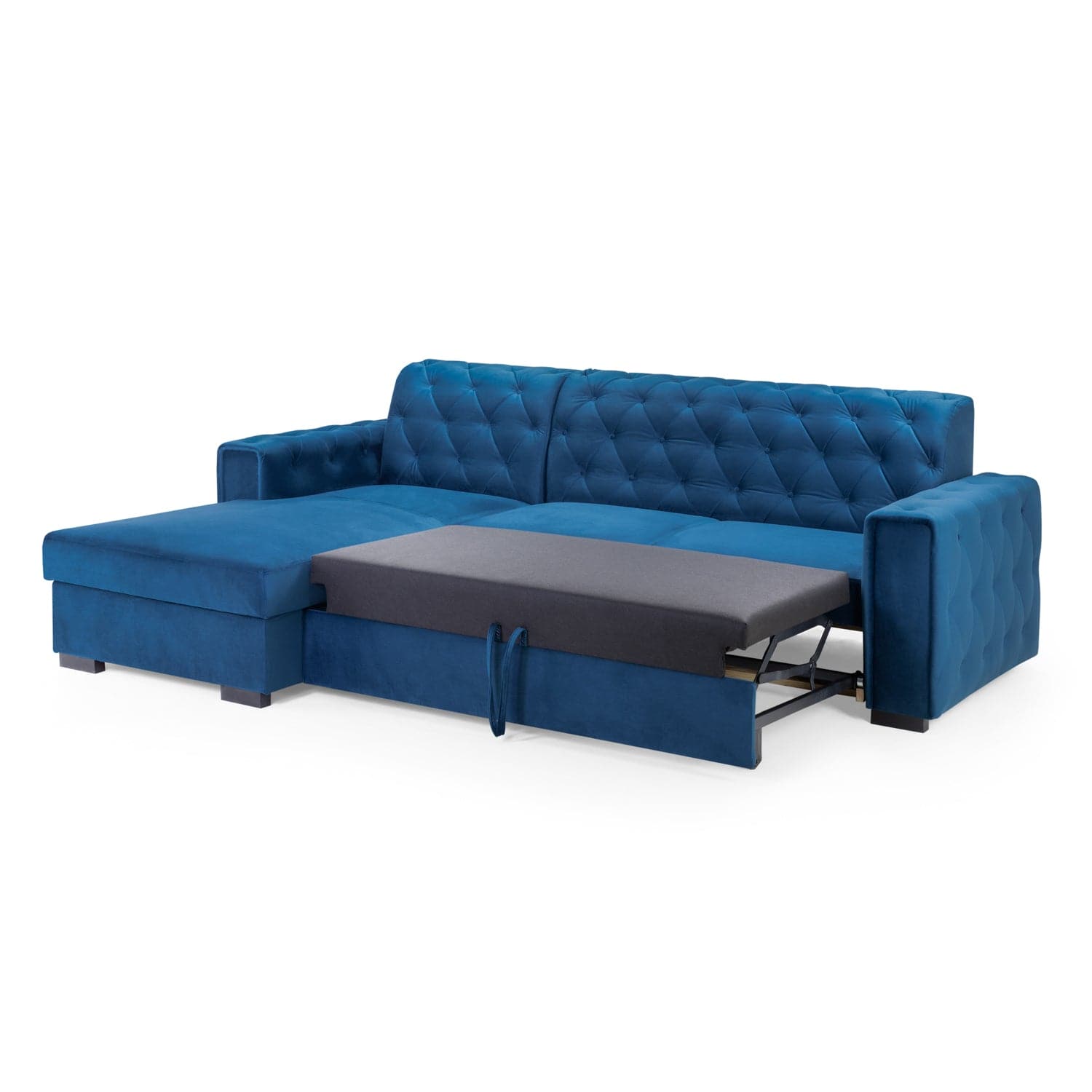 Reva Sofabed Plush Blue Left Hand Facing Corner (7025329504320)