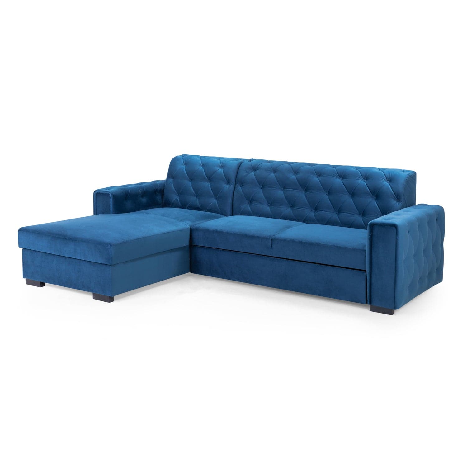 Reva Sofabed Plush Blue Left Hand Facing Corner (7025329504320)