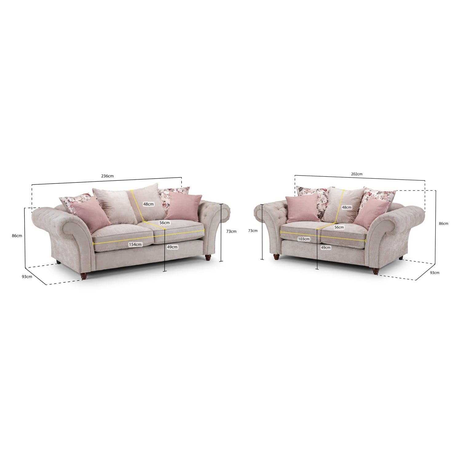 Roma Chesterfield Sofa Beige 3+2 Set (7025828593728)