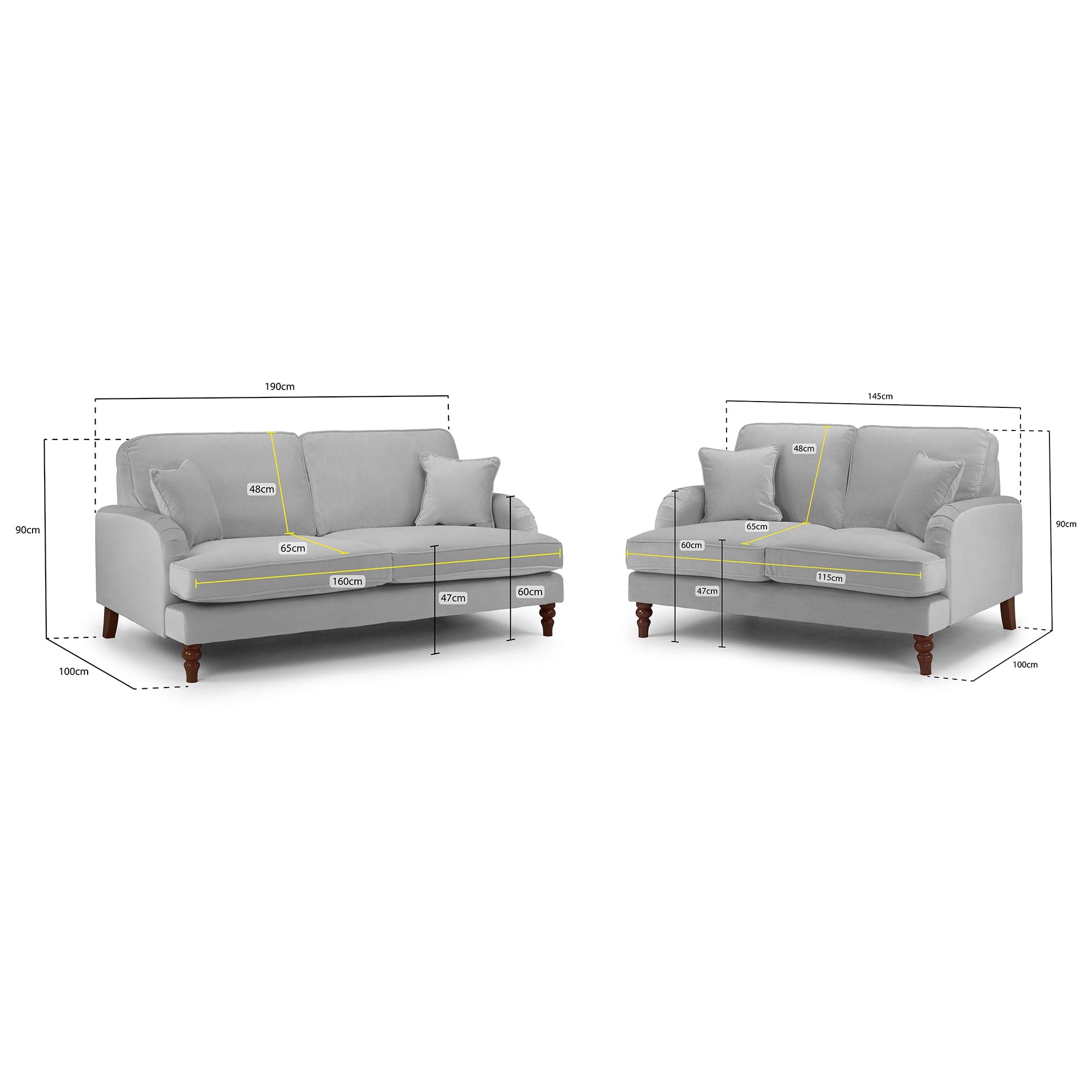 Rupert Sofa Grey 3+2 Set (7027316031552)