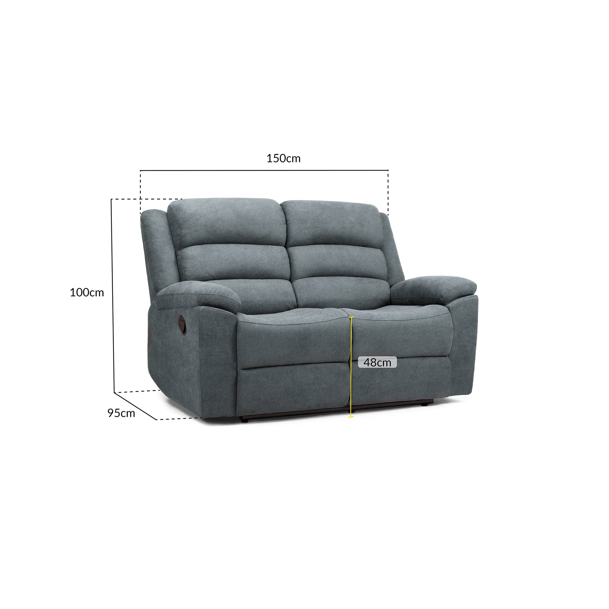 Sable Recliner Sofa Grey 2 Seater (7026239569984)