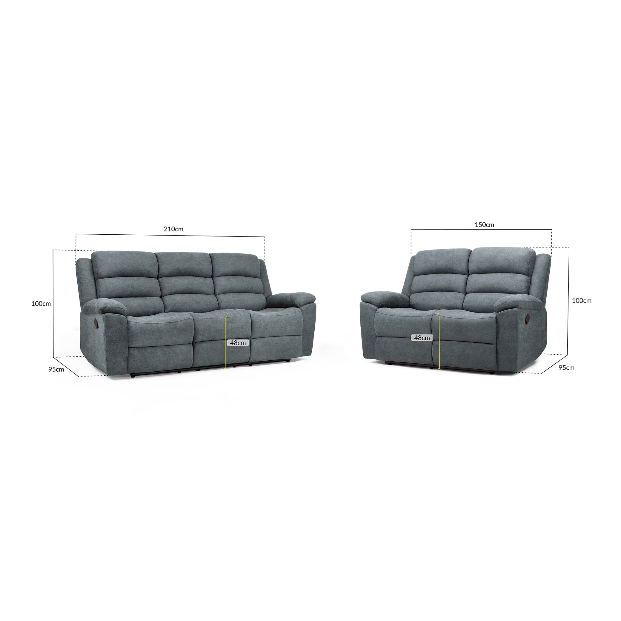 Sable Recliner Sofa Grey 3+2 Set (7026210439232)