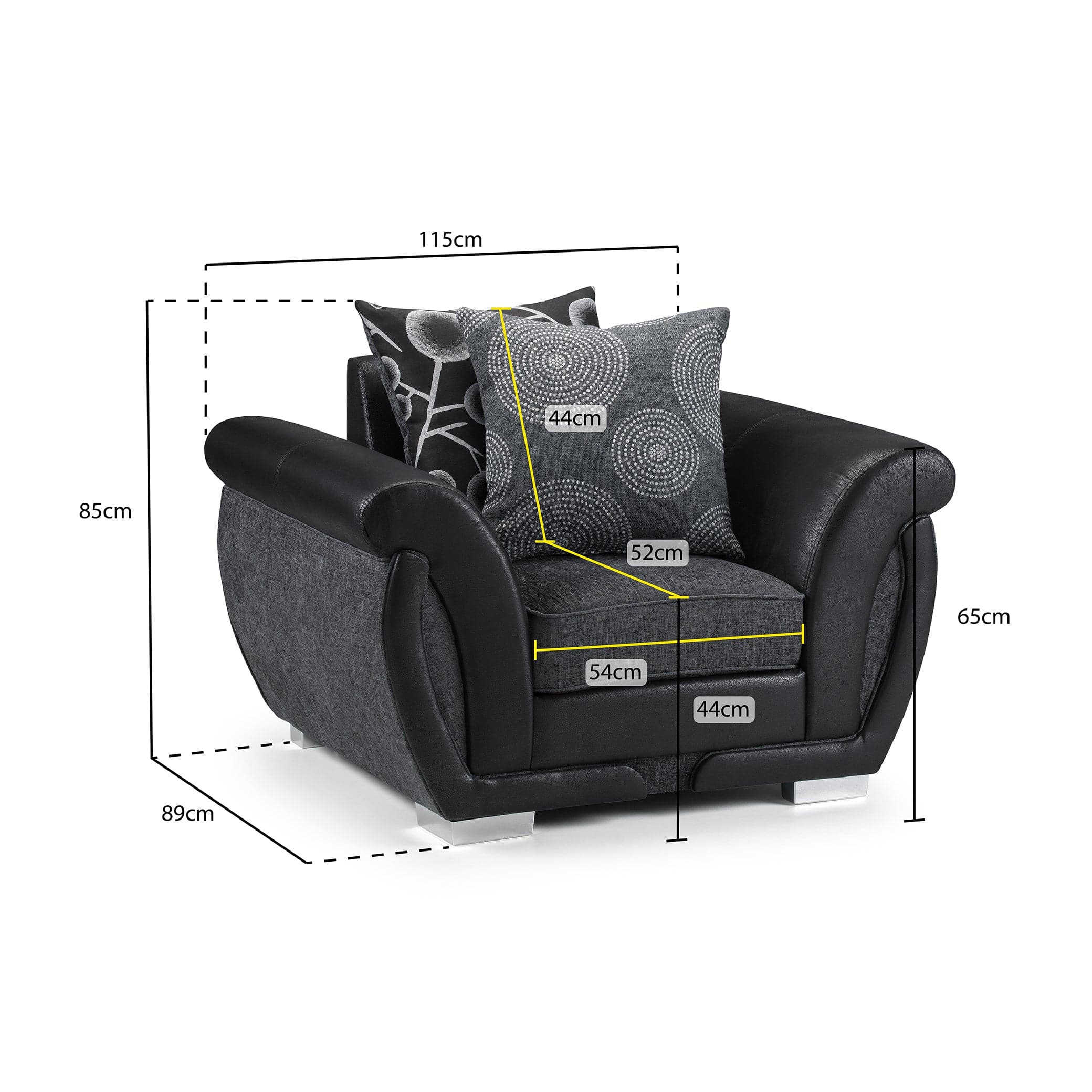 Shannon Sofa Black/Grey Armchair (7026349441088)