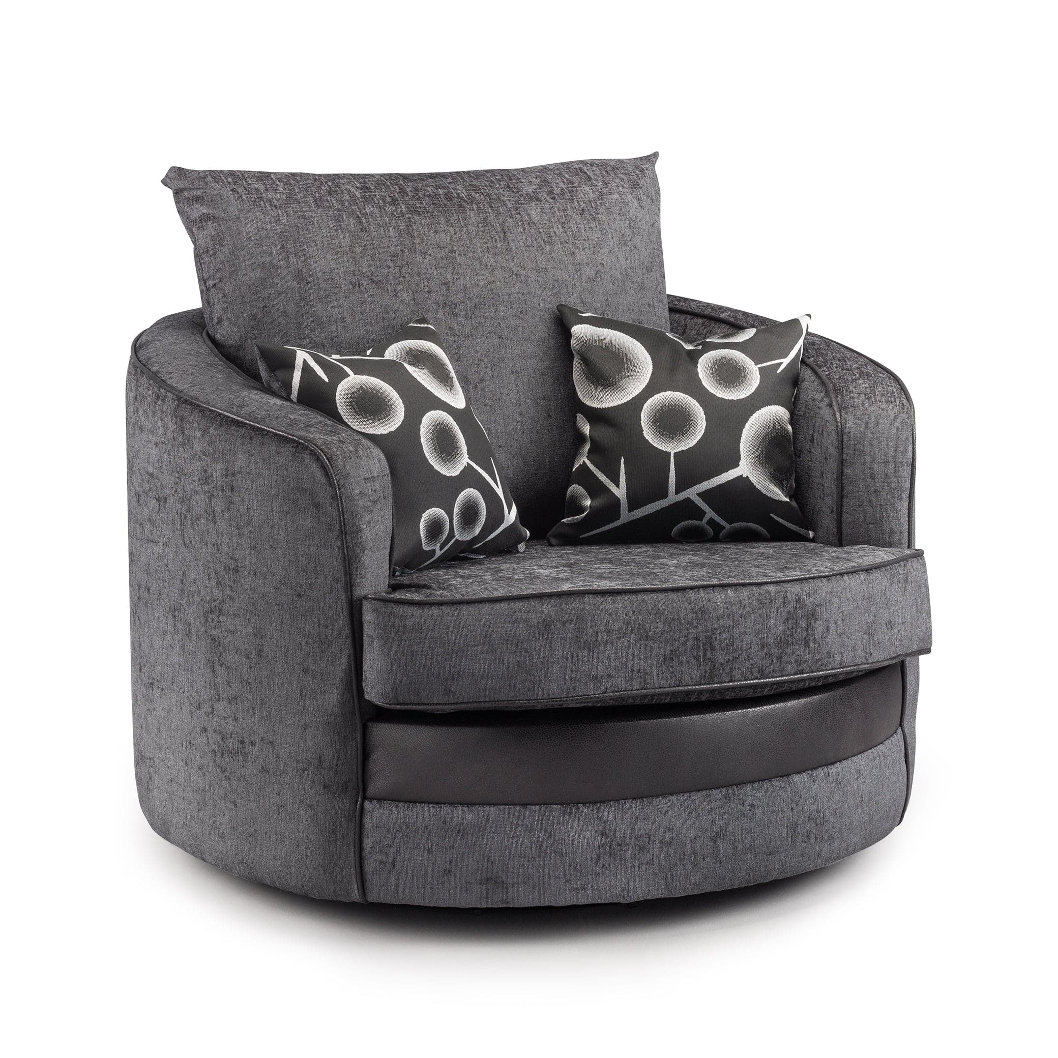 Shannon Sofa Black/Grey Swivel Chair (7026349670464)