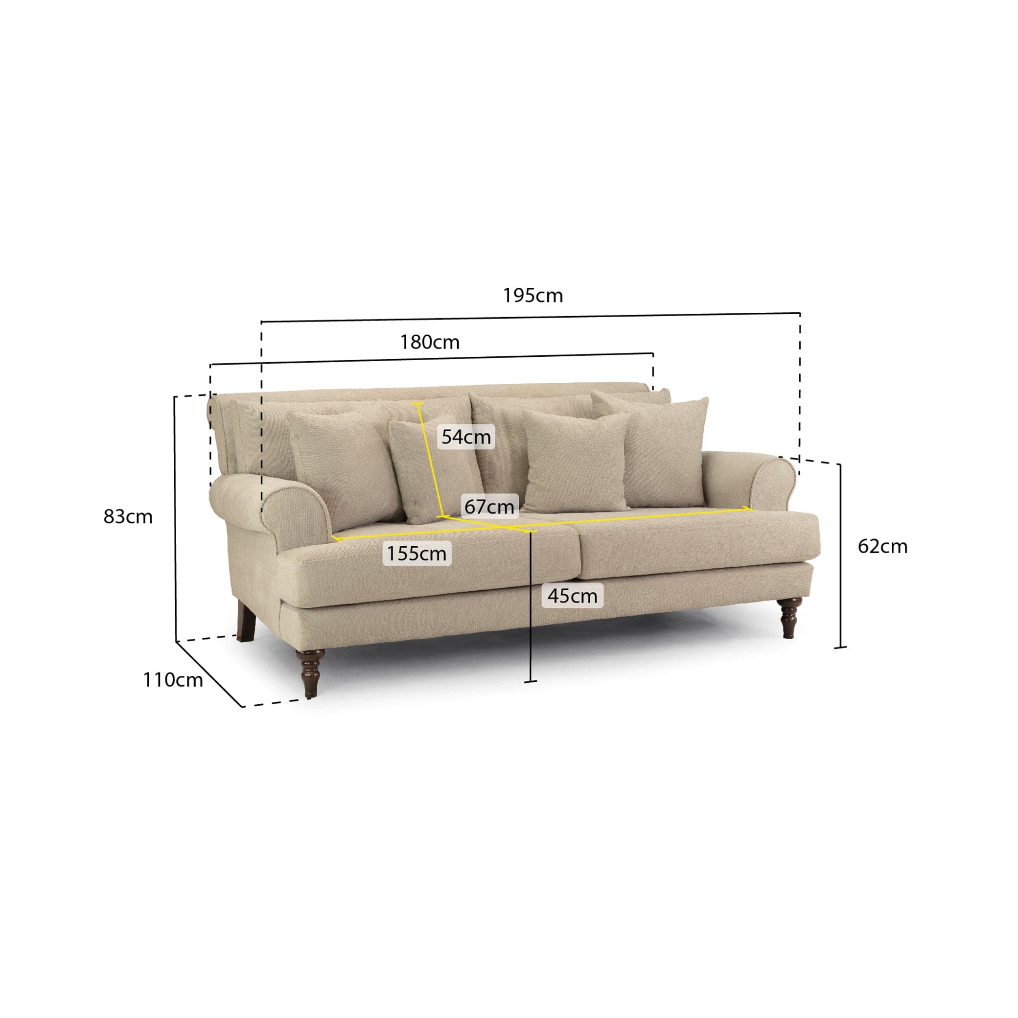 Summer Sofa Beige 3 Seater (7026361925696)