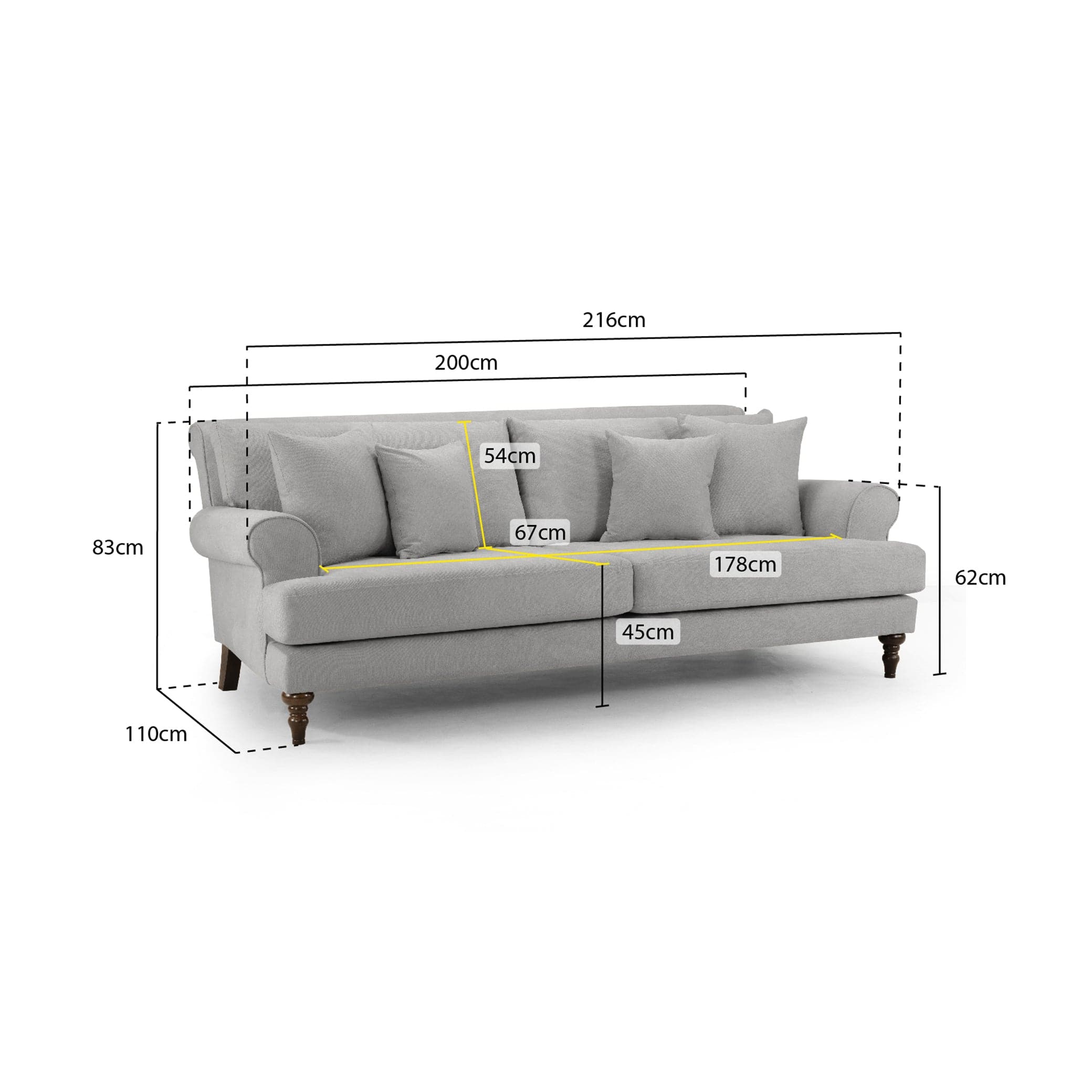 Summer Sofa Grey 4 Seater (7026362974272)