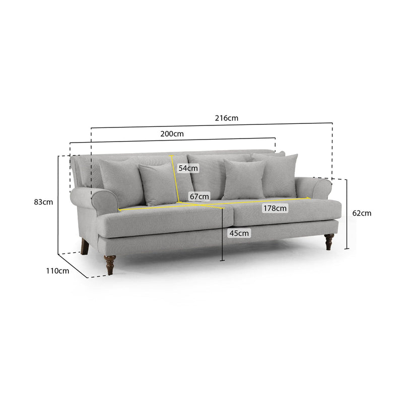 Summer Sofa Grey 4 Seater (7026362974272)