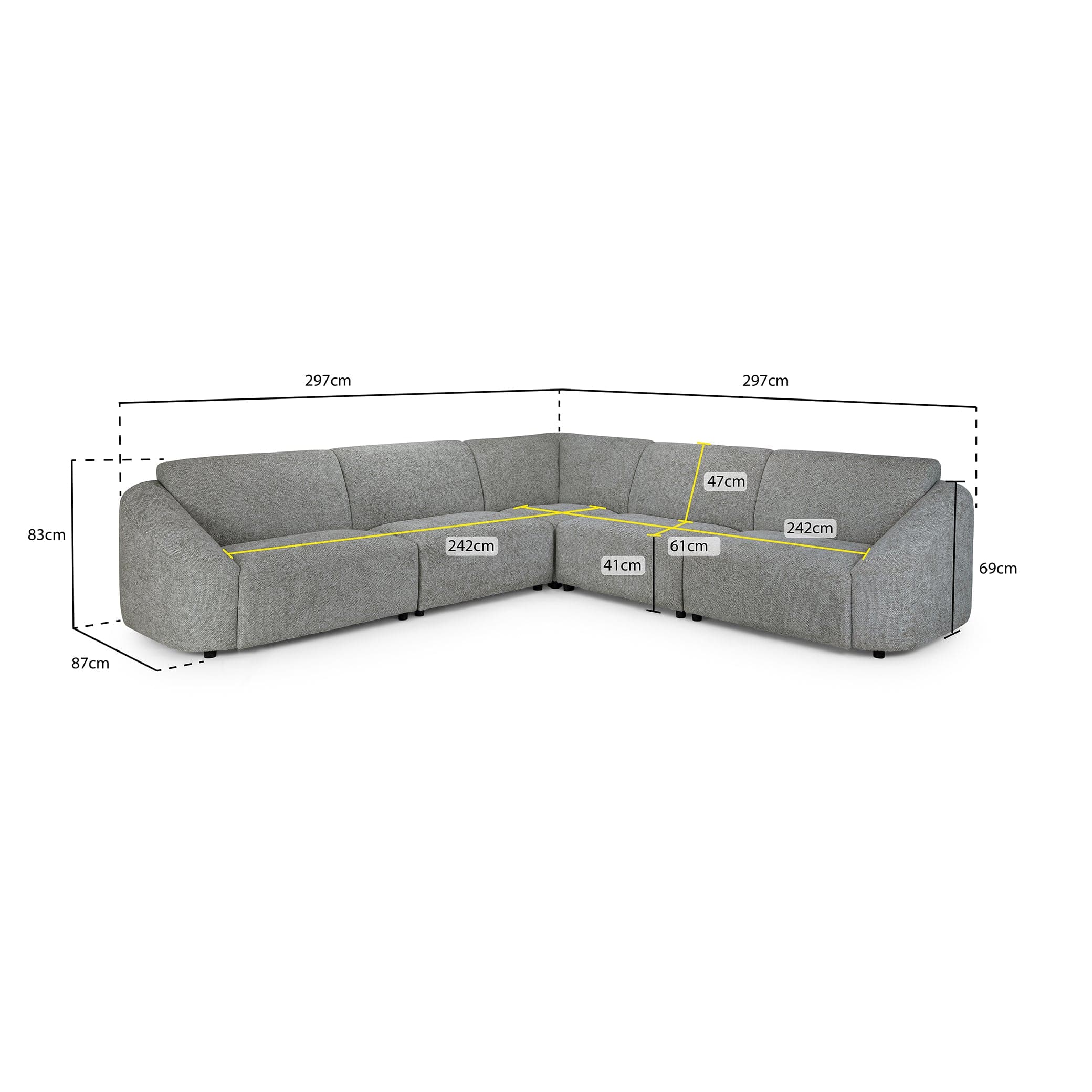 Tucano Modular Sofa Grey Large Corner (7026581110848)