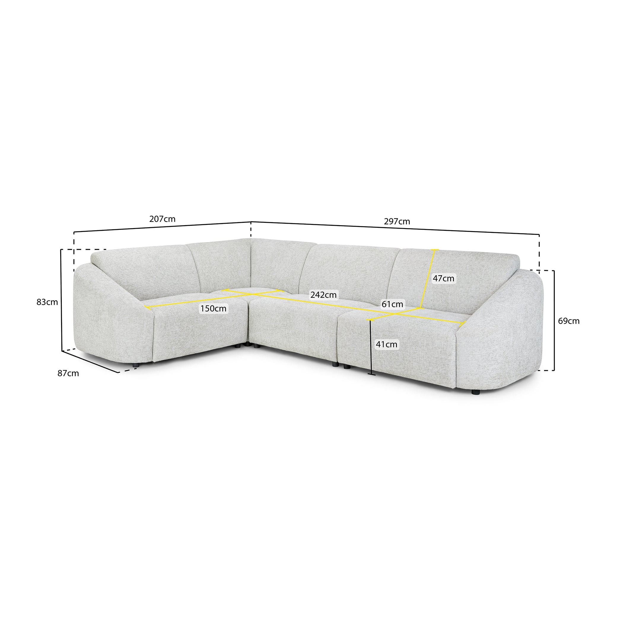 Tucano Modular Sofa Ivory Left Hand Facing Corner (7026579767360)