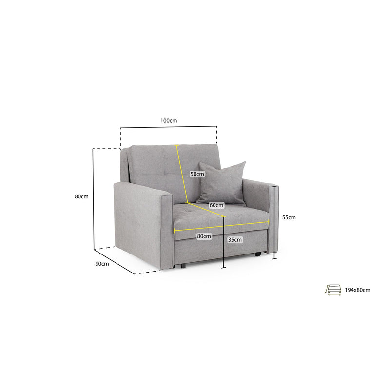 Viva Sofabed Grey Armchair (7026814976064)