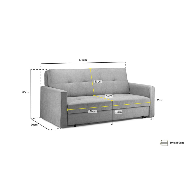 Viva Sofabed Grey 3 Seater (7026814648384)