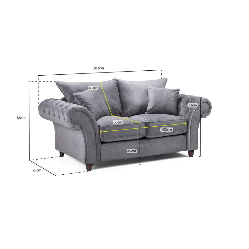 Windsor Fullback Sofa Grey 2 Seater (7026908528704)