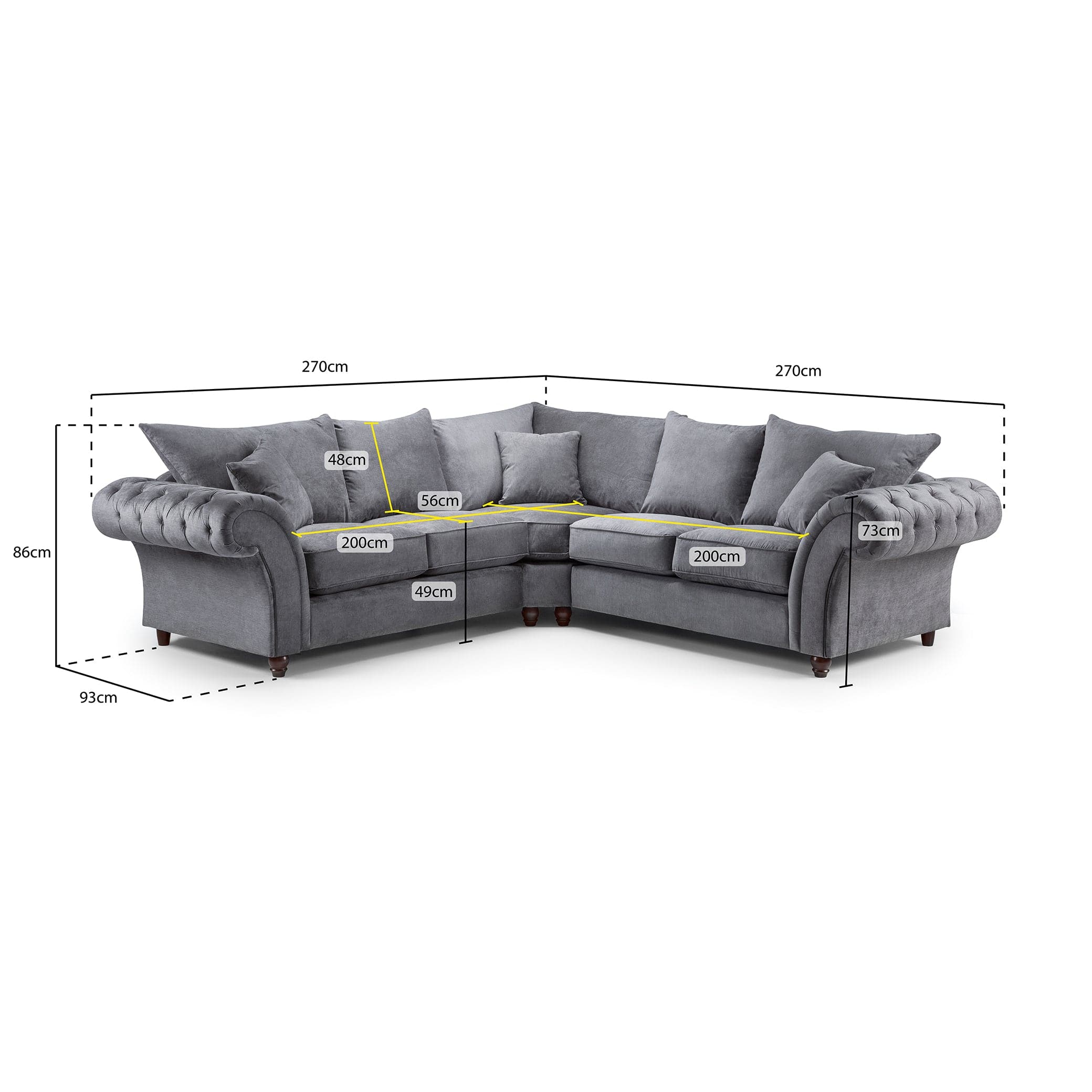 Windsor Fullback Sofa Grey Large Corner (7026904891456)