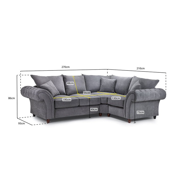 Windsor Fullback Sofa Grey Right Hand Facing Corner (7026905514048)