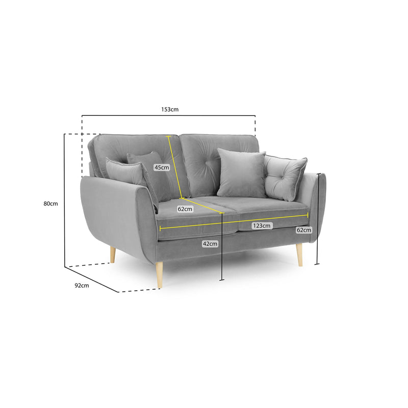 Zinc Sofa Grey 2 Seater (7027296895040)