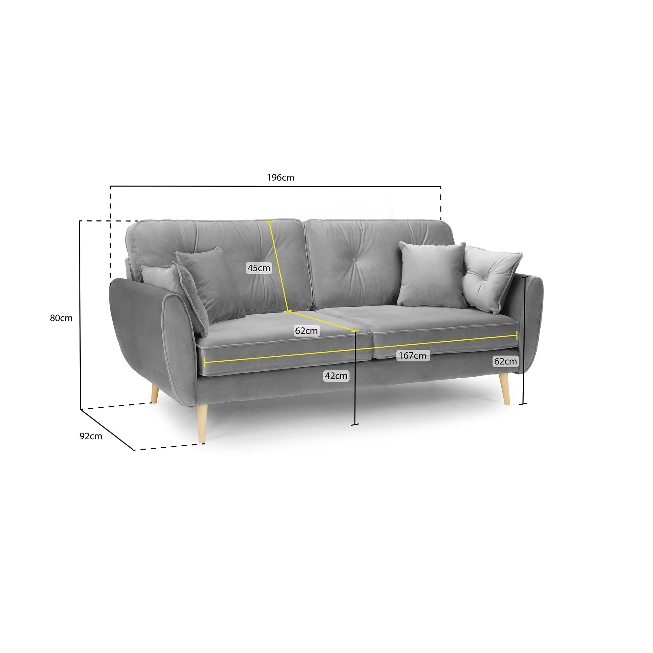 Zinc Sofa Grey 3 Seater (7027296796736)